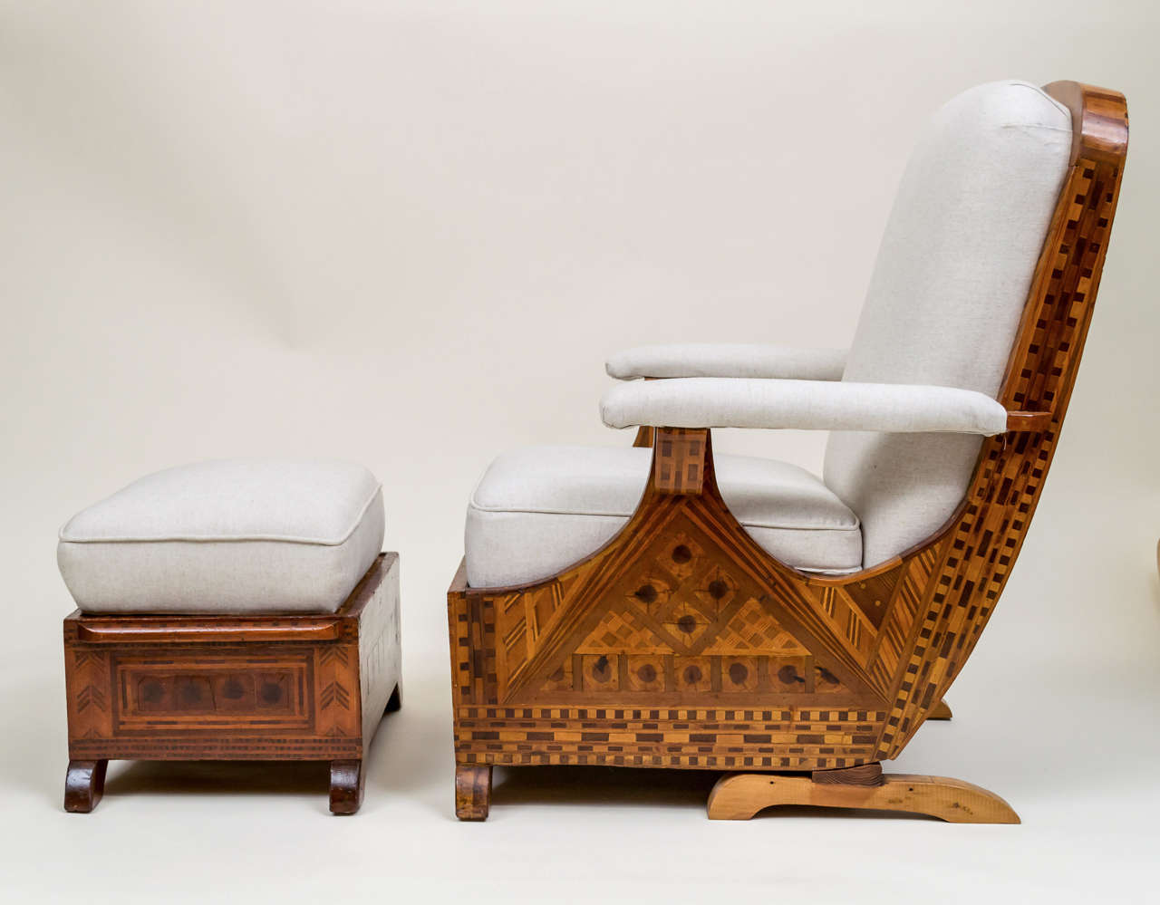 American Folk Art Marquetry Furniture, Suite of Five Pieces In Good Condition For Sale In San Francisco, CA